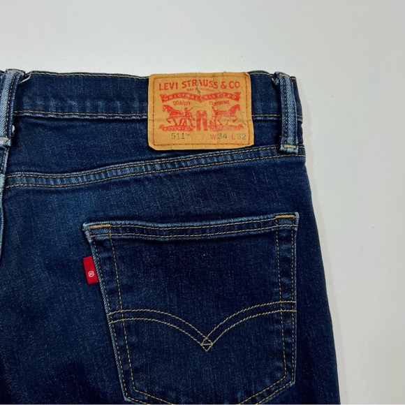 Levi’s 511 Denim Dark Wash Blue Jeans Men’s 34 x 32 See Measurements - Picture 4 of 8